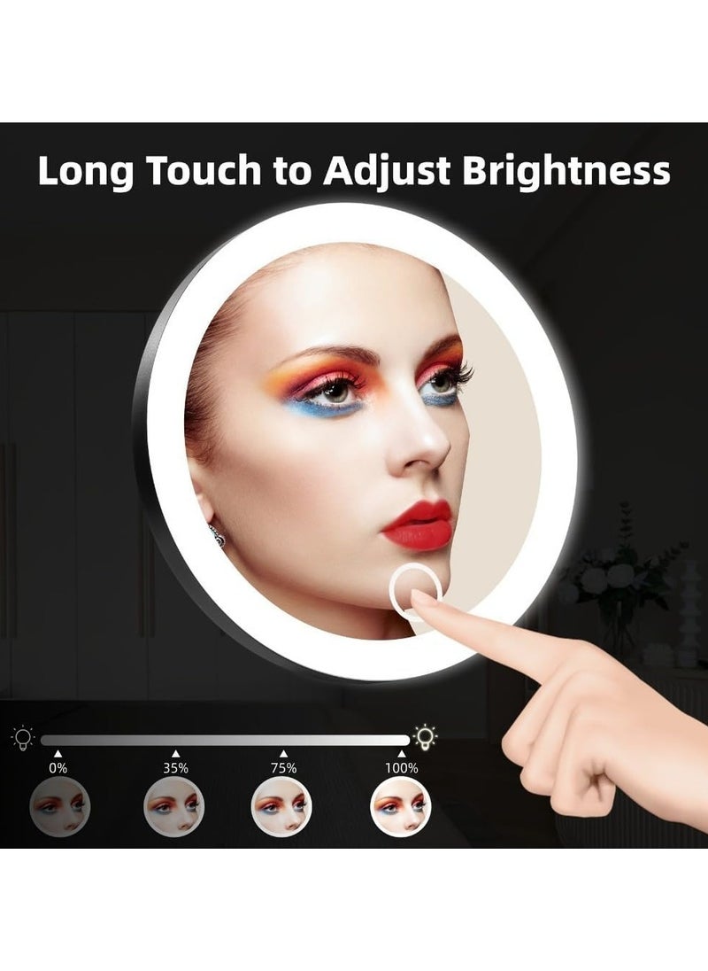 YQbest - 30X Magnifying Mirror with Lights, Large 6'' Makeup Magnifying Mirror, 30x Magnification High Magnifying Mirror, 30x Travel Magnifying Mirror with 3 Color Lights, 3 Suction Cups & Adjustable Stand - Image 1