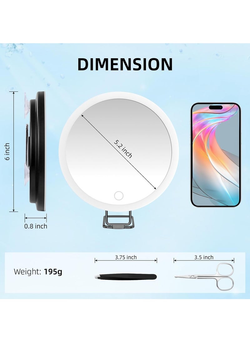 YQbest - 30X Magnifying Mirror with Lights, Large 6'' Makeup Magnifying Mirror, 30x Magnification High Magnifying Mirror, 30x Travel Magnifying Mirror with 3 Color Lights, 3 Suction Cups & Adjustable Stand - Image 1