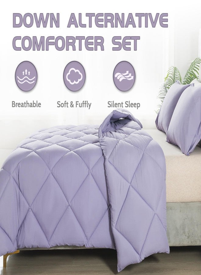 Decroom Lightweight Twin Comforter Set with 1 Pillow Sham - 2 Pieces Set - Quilted Down Alternative Comforter/Duvet Insert for All Season - Lavender - Twin/Twin XL Size - Image 2