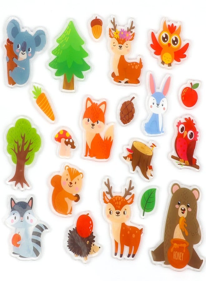 Tevxj 20 PCS Woodlad animals Thick Gel Clings woodland Window Gel Clings Decals Stickers for Kids Toddlers and Adults Home Airplane Classroom Nursery woodland Party Supplies Decorations Removable and - Image 1