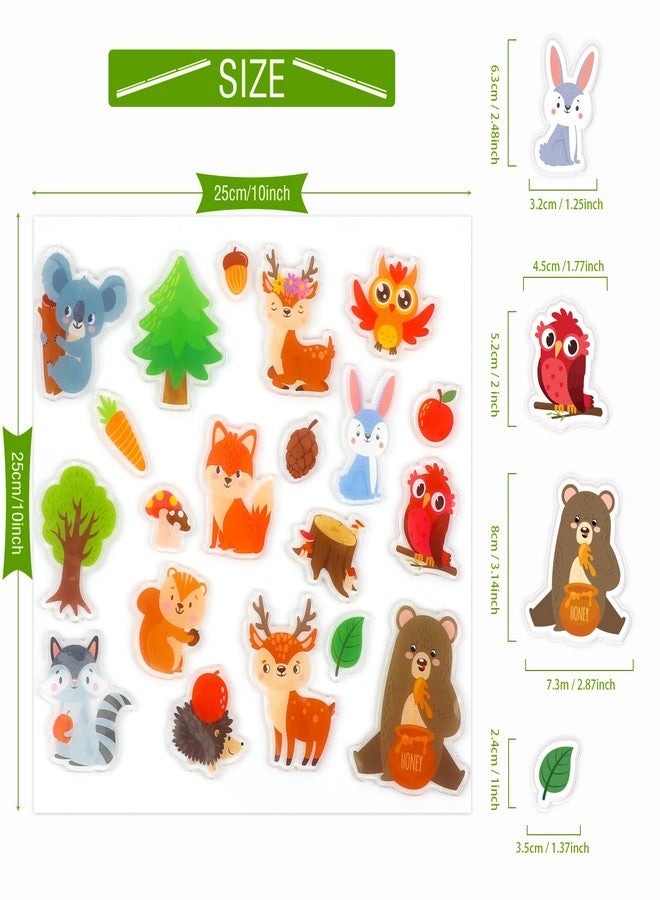 Tevxj 20 PCS Woodlad animals Thick Gel Clings woodland Window Gel Clings Decals Stickers for Kids Toddlers and Adults Home Airplane Classroom Nursery woodland Party Supplies Decorations Removable and - Image 2