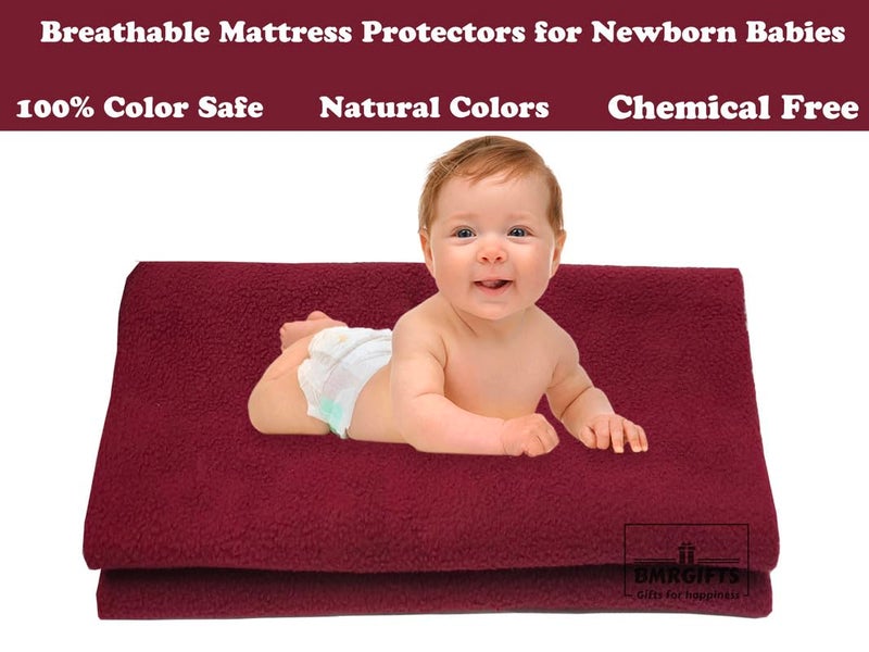 BMRGIFTS Cotton Extra Absorbent Waterproof Quick Dry Sheet for Baby Washable Mattress & Bed Protector Sheet for Toddler Children Pack of 3 Large Size, 100x140 cm Mehroon,Pink & Sea Green - Image 2