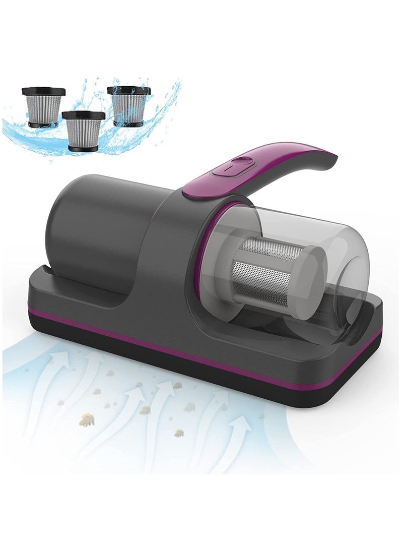 Bed Vacuum Cleaner, 12Kpa Powerful Mattress Vacuum Cleaner with 3 Filters, 2- speed Deep Sofa Vacuum Cleaner with Purple Light - Image 1