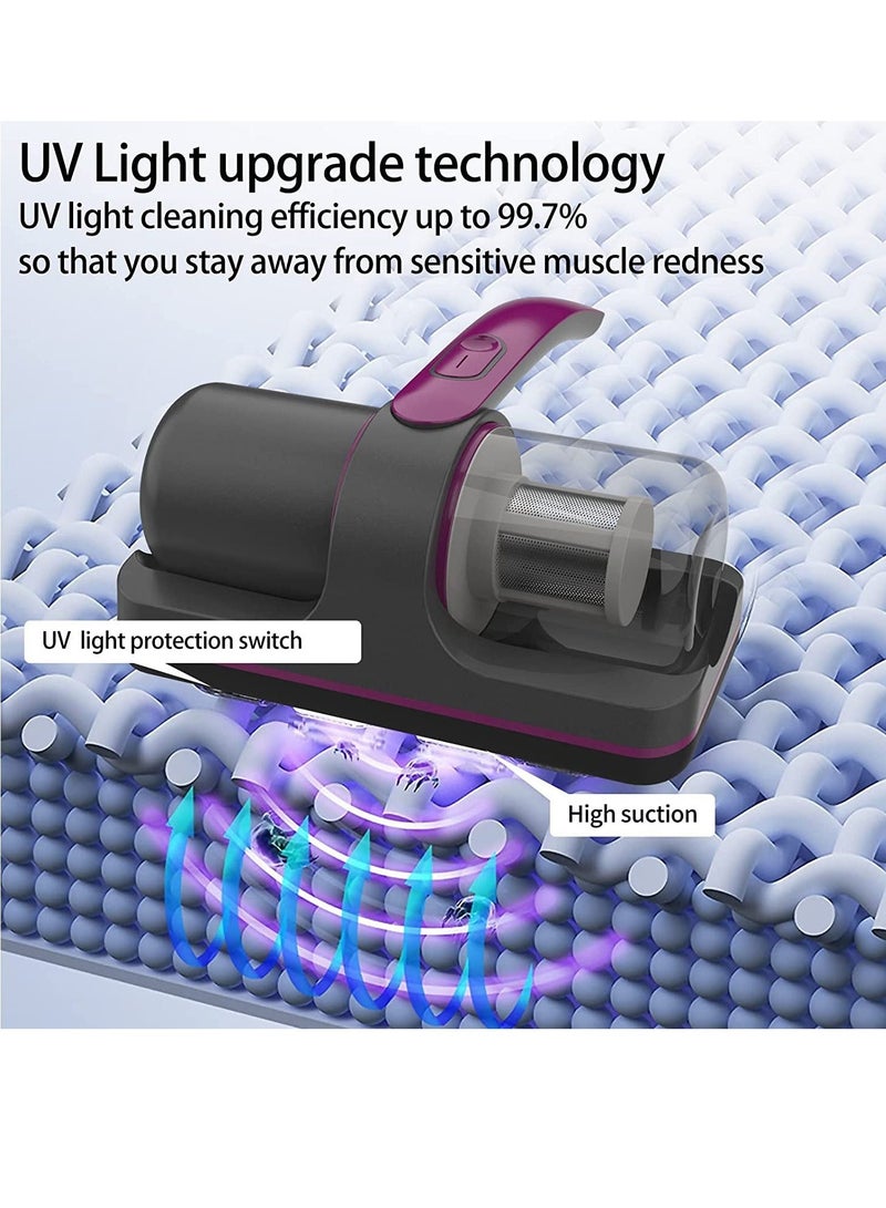 Bed Vacuum Cleaner, 12Kpa Powerful Mattress Vacuum Cleaner with 3 Filters, 2- speed Deep Sofa Vacuum Cleaner with Purple Light - Image 2