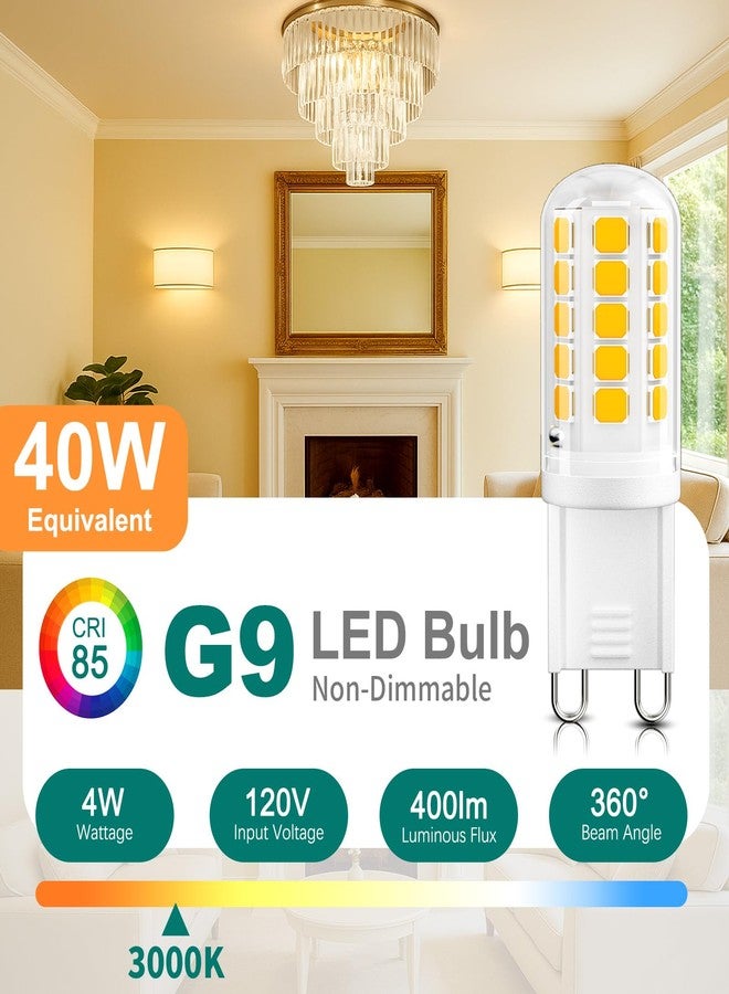 DiCUNO G9 LED Bulb, 3000K Warm White, G9 LED Light Bulbs 4W, Equivalent to 40W Halogen Replacement, Non-dimmable, 400 LM, T4 Bi-pin Base Replacement for Chandelier Light, Home Lighting, 6 Pack - Image 2