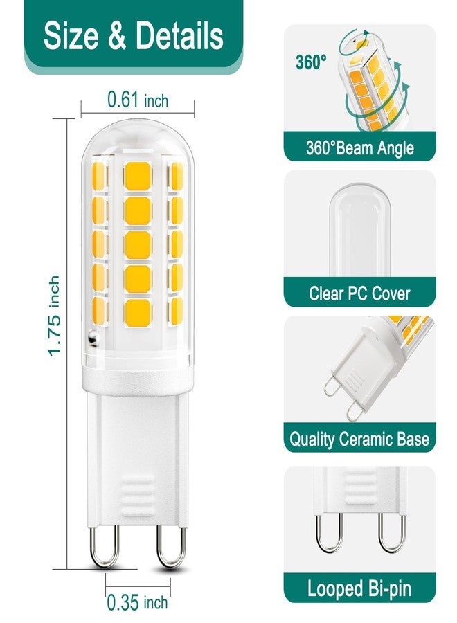 DiCUNO G9 LED Bulb, 3000K Warm White, G9 LED Light Bulbs 4W, Equivalent to 40W Halogen Replacement, Non-dimmable, 400 LM, T4 Bi-pin Base Replacement for Chandelier Light, Home Lighting, 6 Pack - Image 3