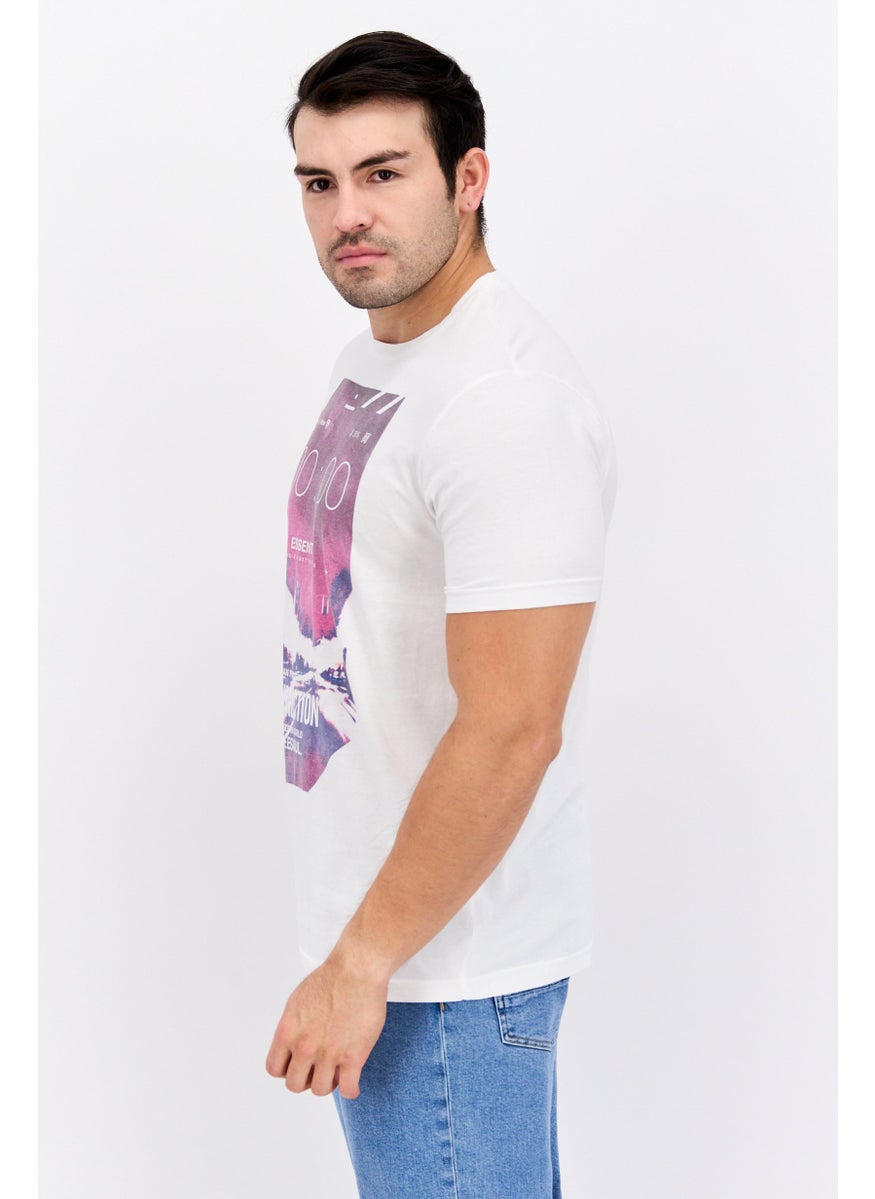 Free Soul - Men Crew Neck Short Sleeve Graphic Print Troon T-Shirt, White - Image 1