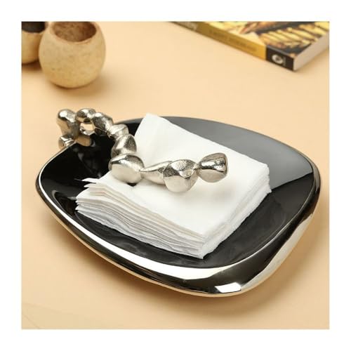 Decor de Maison Stones Serving Ware Tissue Box Cover | Metal Napkin Holder | Napkin Dispenser | Facial Tissue Box for Bathroom, Home, Car, Office, Restaurant, Kitchen, Dining (24X20X5 cm) (Silver) - Image 1