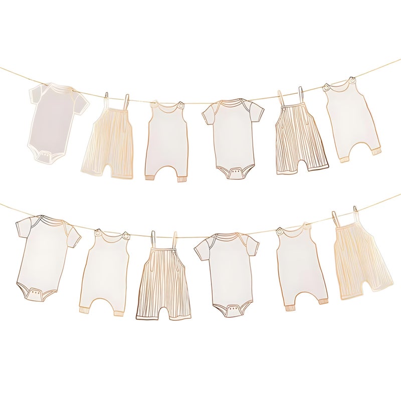 ELEFOCUS Neutral Baby Shower Bunting - 12Pcs Banner for New Baby Party Decor (Gold) - Image 1