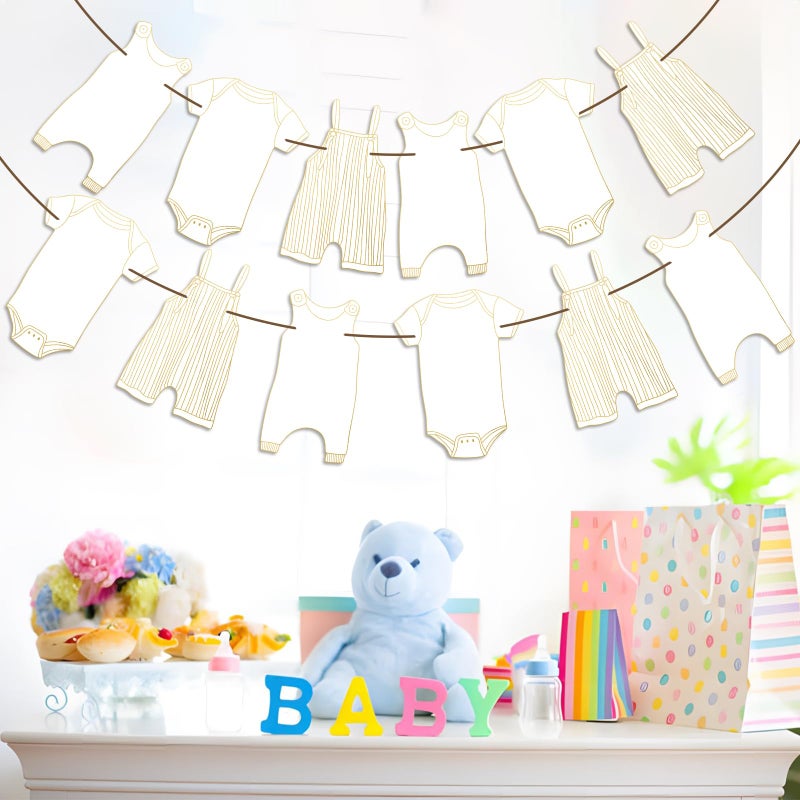 ELEFOCUS Neutral Baby Shower Bunting - 12Pcs Banner for New Baby Party Decor (Gold) - Image 4