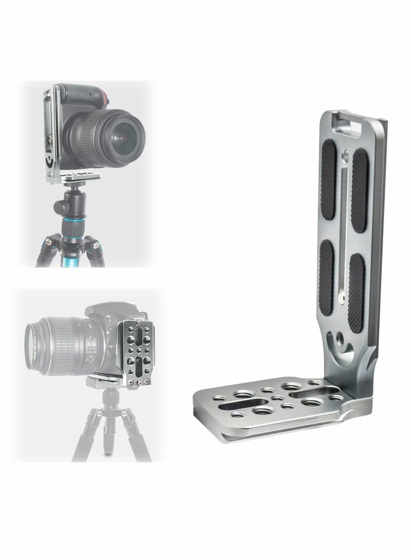 DSLR Camera L Bracket Quick Release Plate for Easy Vertical and Horizontal Switching, Compatible with Canon, Nikon, Sony, DJI, Osmo, Ronin, and Zhiyun Stabilizers and Tripods.