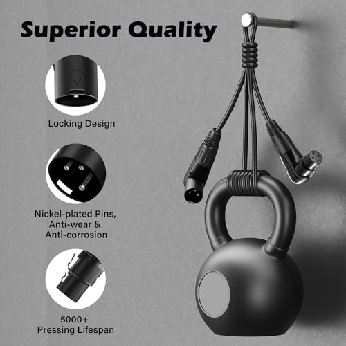 Adoreen Right-Angle XLR Male to Right-Angle XLR Female Microphone Cable 6 Ft, Adjustable 90 Degree Pro Balanced Shielded 3 Pin DMX Patch Cord for Studio Audio&DJ Stage Live Recording&Speaker System - Image 3