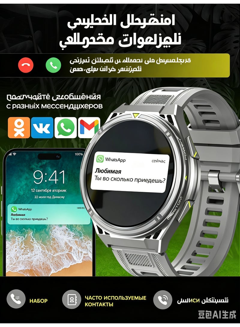 ساعة ذكية بشاشة 1.43 بوصة HD AMOLED، نظام تحديد المواقع مزدوج التردد (L1+L5)، مقاومة للماء 5ATM، وظيفة الاتصال، مراقبة معدل ضربات القلب والنوم، متوافقة مع أندرويد و iOS - Image 5