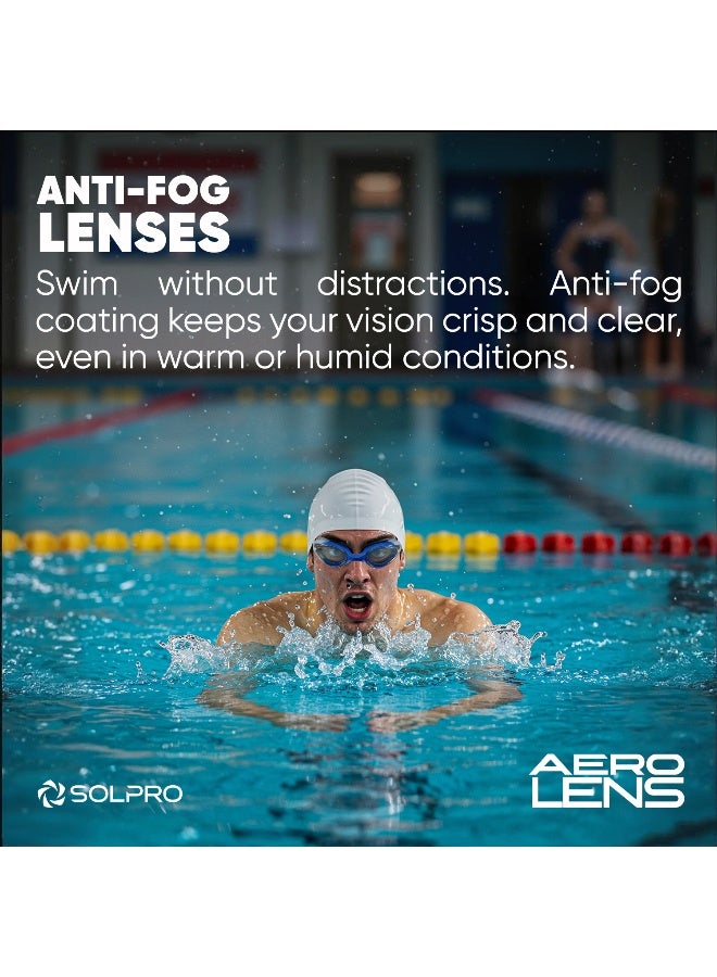 SOLPRO Aero Lens Adult Swimming Goggles (Blue/Grey) - Image 2