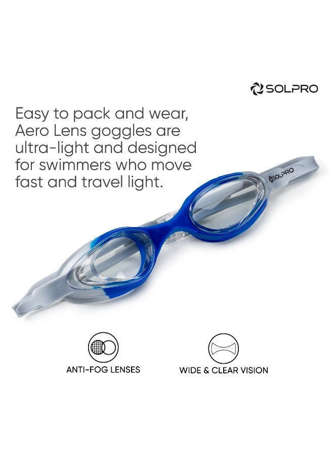 SOLPRO Aero Lens Adult Swimming Goggles (Blue/Grey) - Image 5