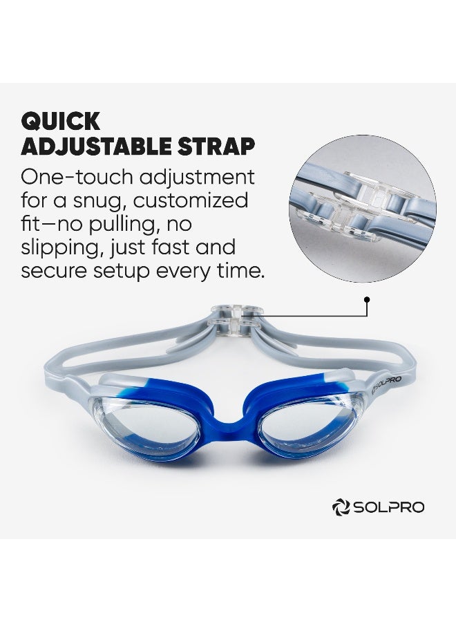SOLPRO Aero Lens Adult Swimming Goggles (Blue/Grey) - Image 3