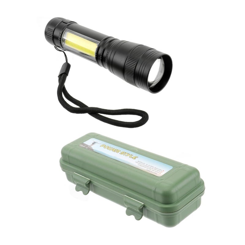 مصباح يدوي LED قابل لإعادة الشحن عبر USB، أوضاع ساطعة للتنزه والتخييم، ضوء طوارئ، خفيف الوزن، أسود. - Image 2