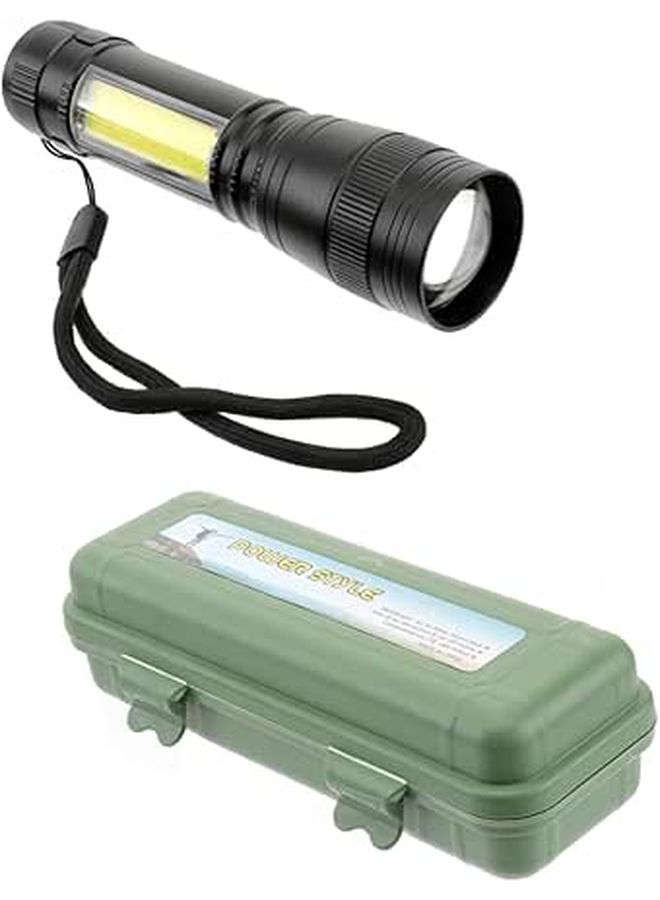 مصباح يدوي LED قابل لإعادة الشحن عبر USB، أوضاع ساطعة للتنزه والتخييم، ضوء طوارئ، خفيف الوزن، أسود. - Image 1