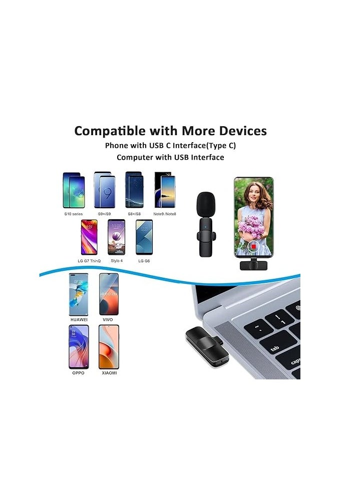 Generic Professional Wireless Lavalier Lapel Microphone for Android Computer - Cordless Omnidirectional Recording Mic USB C Interface for Interview Video Podcast Vlog YouTube (USB-C 1 to 1)  - Image 5