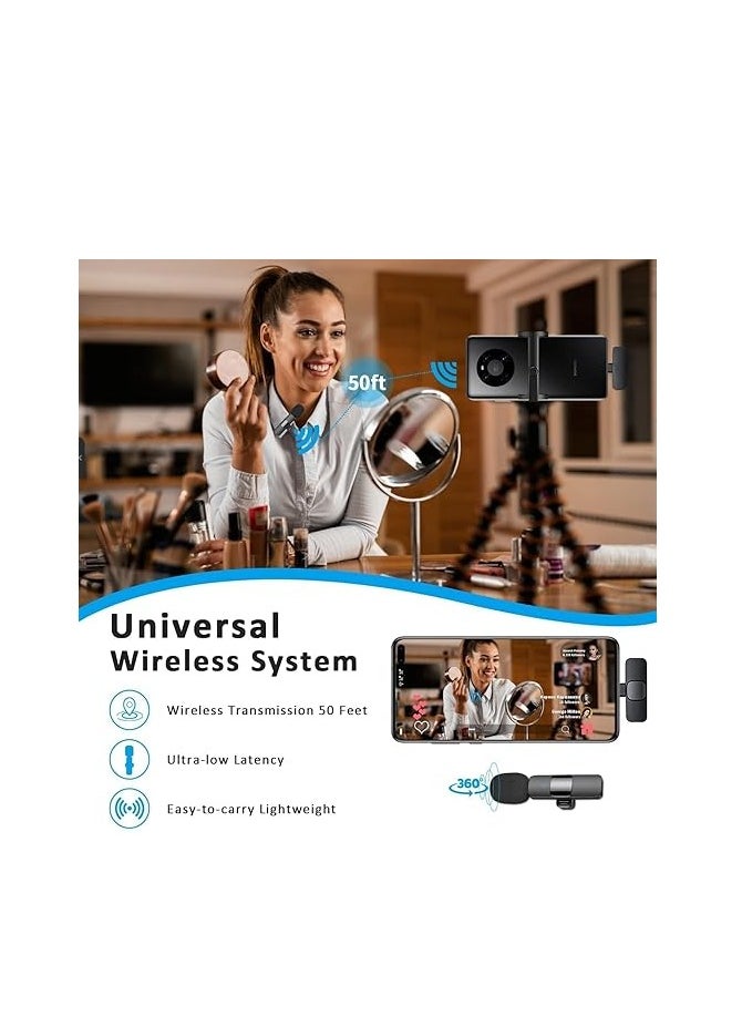Generic - Professional Wireless Lavalier Lapel Microphone for Android Computer - Cordless Omnidirectional Recording Mic USB C Interface for Interview Video Podcast Vlog YouTube (USB-C 1 to 1) - Image 1