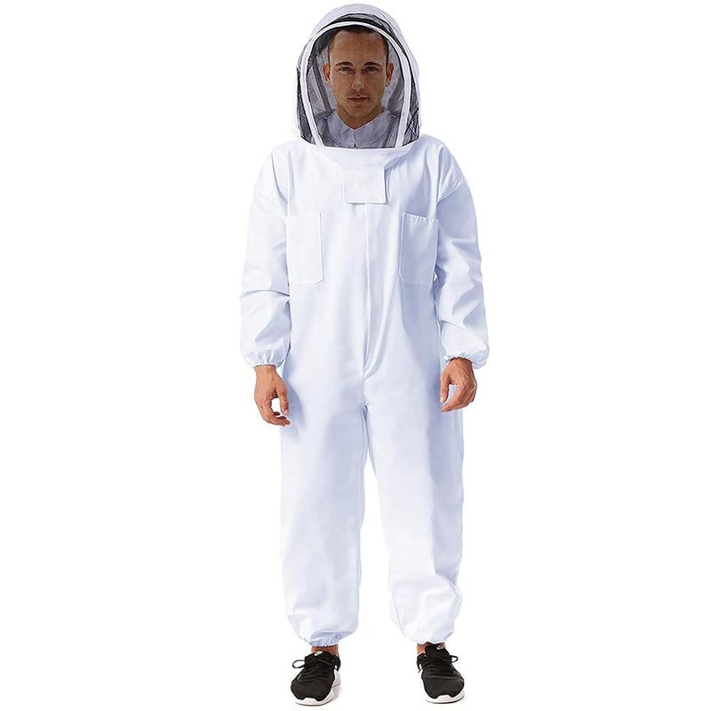 HASTHIP بدلة النحل مع غطاء وجه شبكي واقي بسحاب وأكمام طويلة بدلة تنفسية في الهواء الطلق لصيف 175-185 سم للبالغين - Image 1