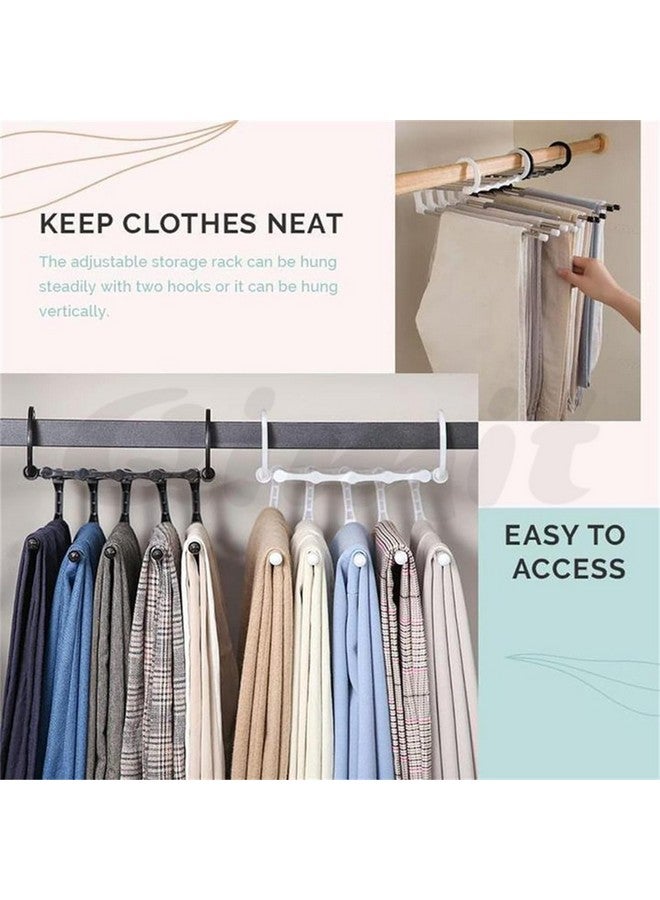 QIMIT 5 in 1 Stainless Steel Foldable Hangers for Clothes Hanging Multi-Layer Multi-Purpose Pant Hangers for Wardrobe Magic Foldable Hanger Clothes Hanger (Plastic Hanger-Pack of 4) - Image 2