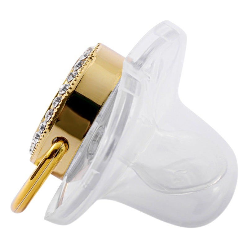 AliExpress Transparent Gold 26 Crown Letter Baby Drill Play Mouth with Drill Baby Gold Pacifier - Image 2