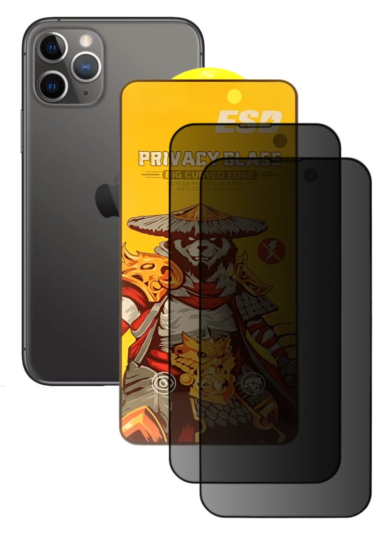ESD 2 Pieces Tempered Dustproof Privacy Glass Screen Protector Compatible For iPhone 11 Pro Max - Image 1