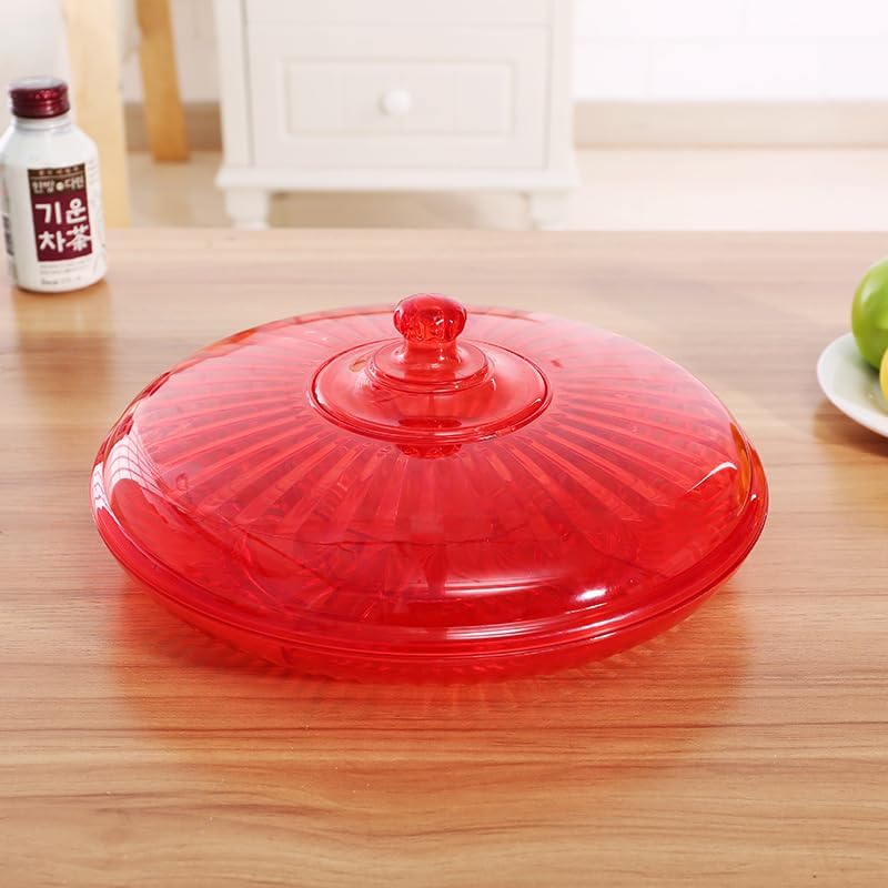 Ketumal Acrylic Multifunctional Party Snack Tray with Lid,Serving Dishes for Dried Fruits Nuts Candies Fruits,6-Compartment | Round Appetizer Platter (Red) - Image 2