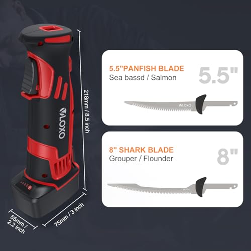 VLOXO Electric Fillet Knife-Cordless Electric Carving Knife with 2 Stainless Steel Blades Safety Lock Non-Slip Grip Rechargeable Electric Knives for Meat Slicing Turkey Bread Fish Includes Storage Case - Image 5