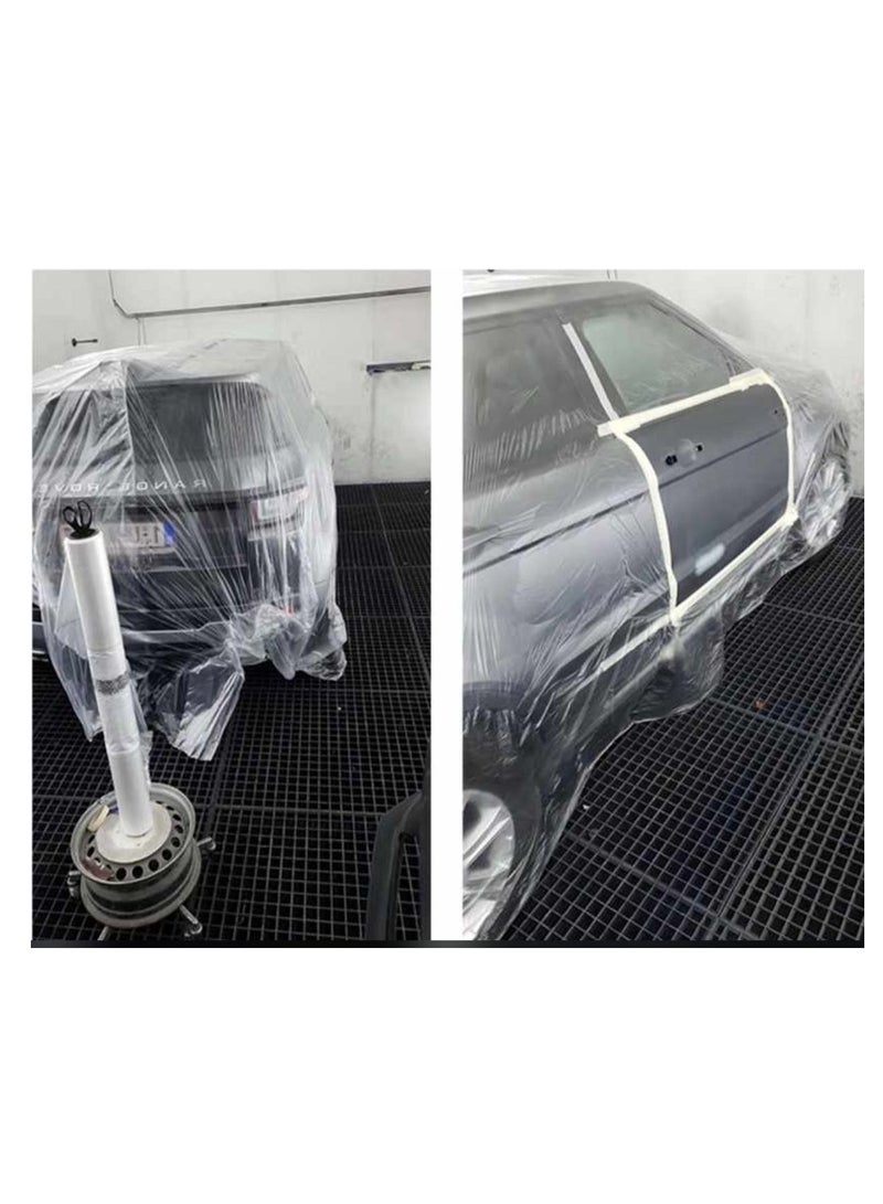 DATO Plastic Masking Film for Automotive Paint – 4m x 300m Roll, 8 Micron HDPE – Static Cling, Tear-Resistant Sheeting for Car Paint Protection, Overspray Capture, High Paint Adhesion - Image 1