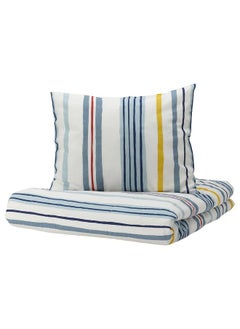 Zaboon Duvet Cover And Pillowcase, Stripe Pattern/Multicolour, 150X200/50X80 Cm  - Image 1