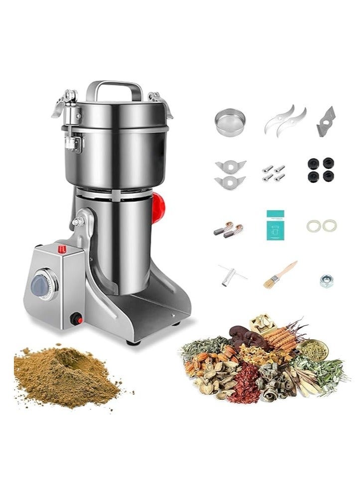 كيوومي مطحنة حبوب كهربائية، مطحنة حبوب وقهوة كهربائية بسعة 800 جرام، مطحنة مسحوق عالية السرعة 3000 واط مع حماية من التحميل الزائد ومؤقت 5 دقائق، مطحنة حبوب كهربائية للأعشاب، المكسرات، والقهوة - Image 2