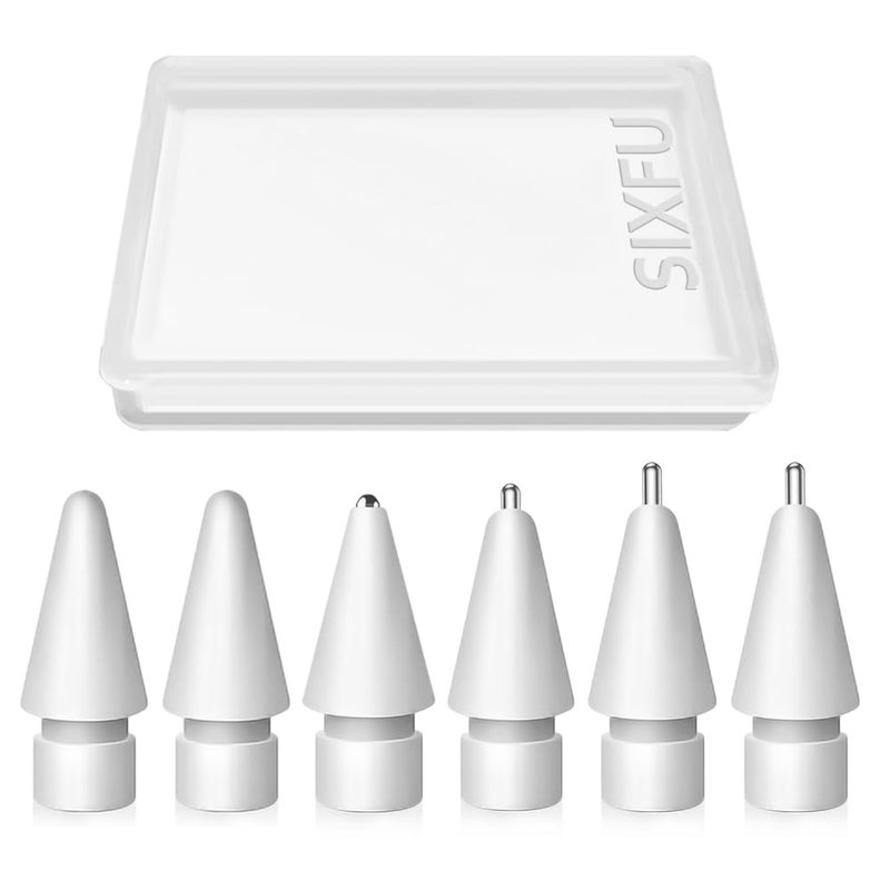 SIXFU Upgraded Tips for Apple Pencil, Mix Replacement Pencil Tips for Apple Pencil 2nd/ 1st Gen/USB-C/Pencil Pro Tips(6 PCS) - Image 1