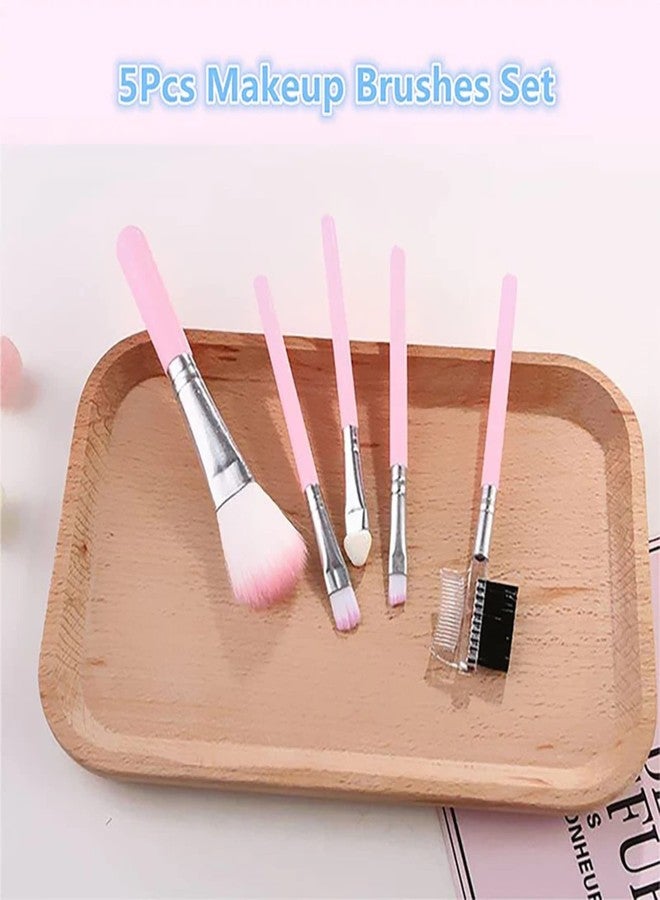 Shynora (2-Pack) Synthetic Bristles Mackup Brushes Set, Makeup Kit For Girls And Women For Daily Use (Pink, Set Of 5) - Image 4