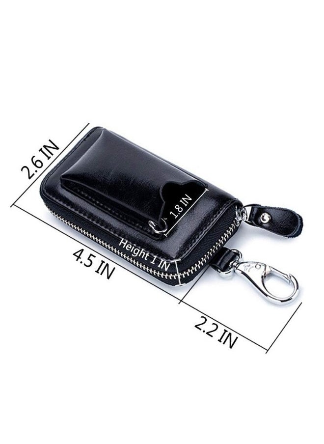 Generic - Car key Case, Leather Car Smart Key Fob Case, Portable Car Key Organizer Case, Keyring Zipper Bag, with Keychain,  for Men and Women - Image 1