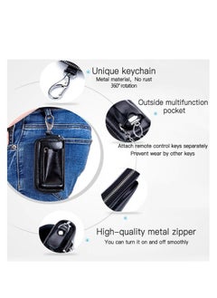 Generic Car key Case, Leather Car Smart Key Fob Case, Portable Car Key Organizer Case, Keyring Zipper Bag, with Keychain,  for Men and Women  - Image 3