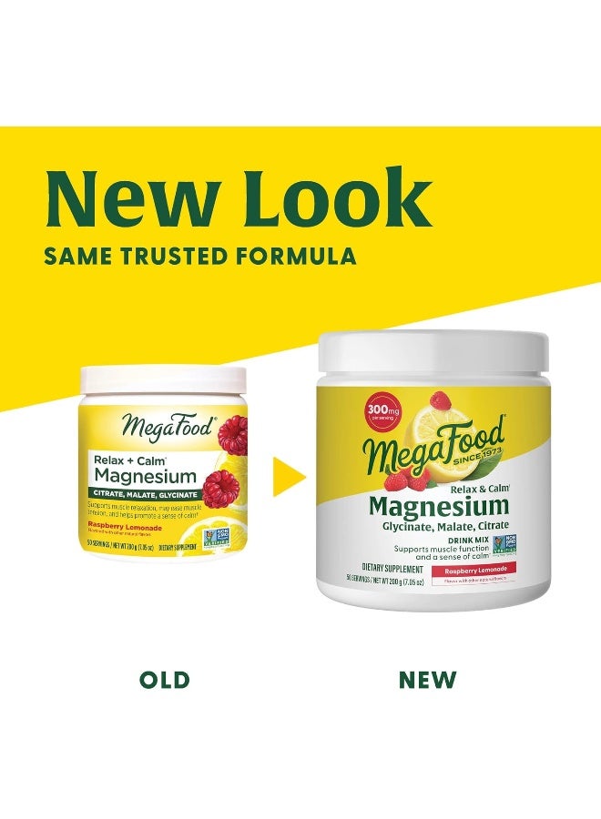 MegaFood Relax And Calm Magnesium Highly Absorbable Glycinate, Citrate And Malate Powder Raspberry Lemonade Flavor 200 Gram 50 Servings - Image 3