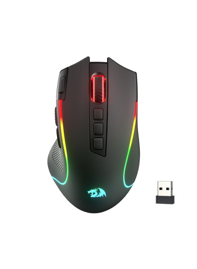 Redragon M612 PRO RGB Gaming Mouse, 8000 DPI Wired/Wireless Optical Gamer Mouse with 9 Programmable Buttons & 7 Backlit Modes, BT & 2.4G Wireless, Software Supports DIY Keybinds Rapid Fire Button - Image 1