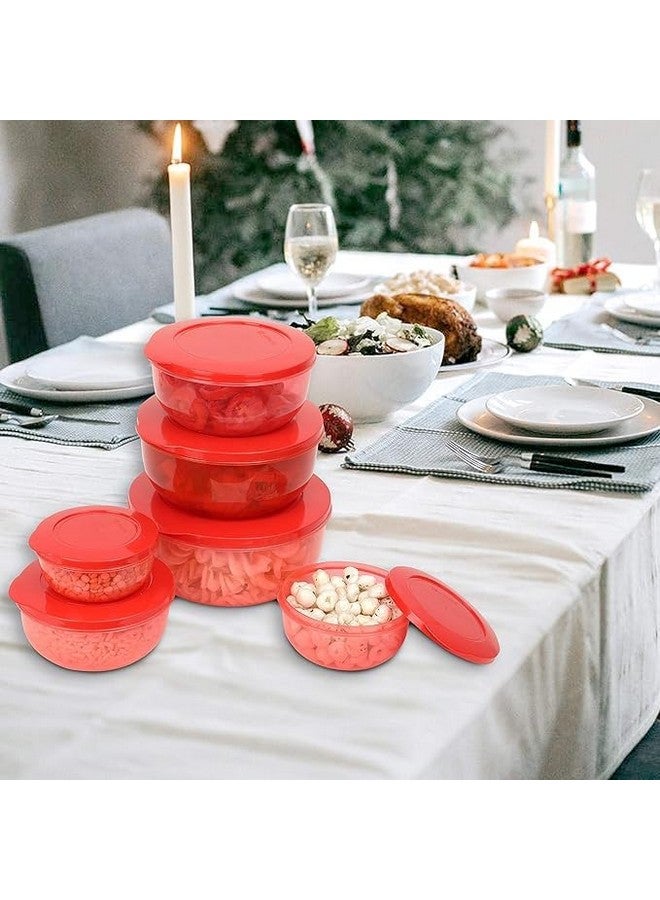 SIMPARTE Eco Storage Plastic Container Set of 6 (2700ML + 1950ML + 1300ML + 900ML + 600ML + 400ML) BPA-Free, Leak-Proof Food Organizer for Kitchen, Pantry & Refrigerator, Red - Image 2