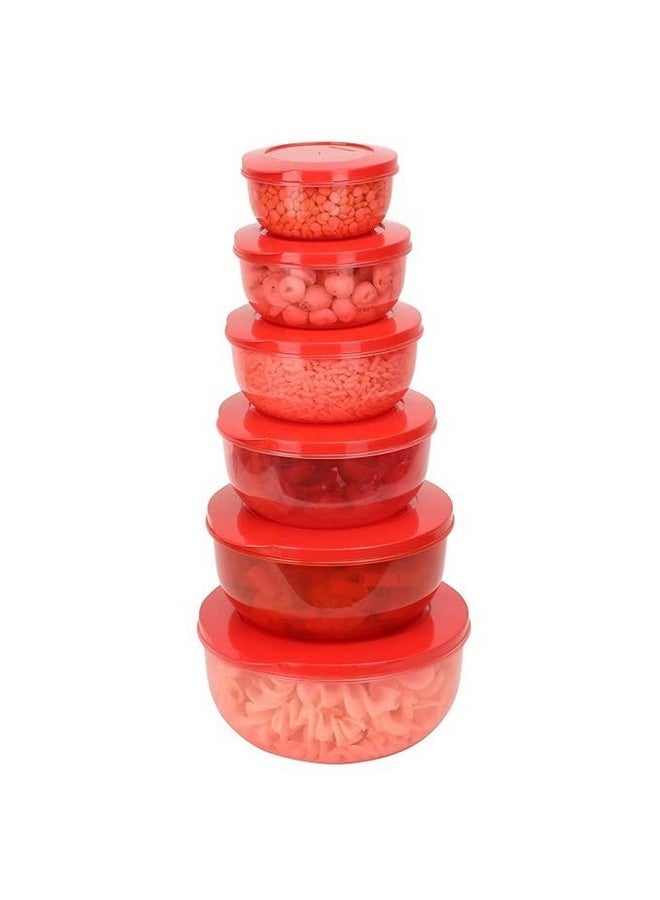 SIMPARTE Eco Storage Plastic Container Set of 6 (2700ML + 1950ML + 1300ML + 900ML + 600ML + 400ML) BPA-Free, Leak-Proof Food Organizer for Kitchen, Pantry & Refrigerator, Red - Image 1