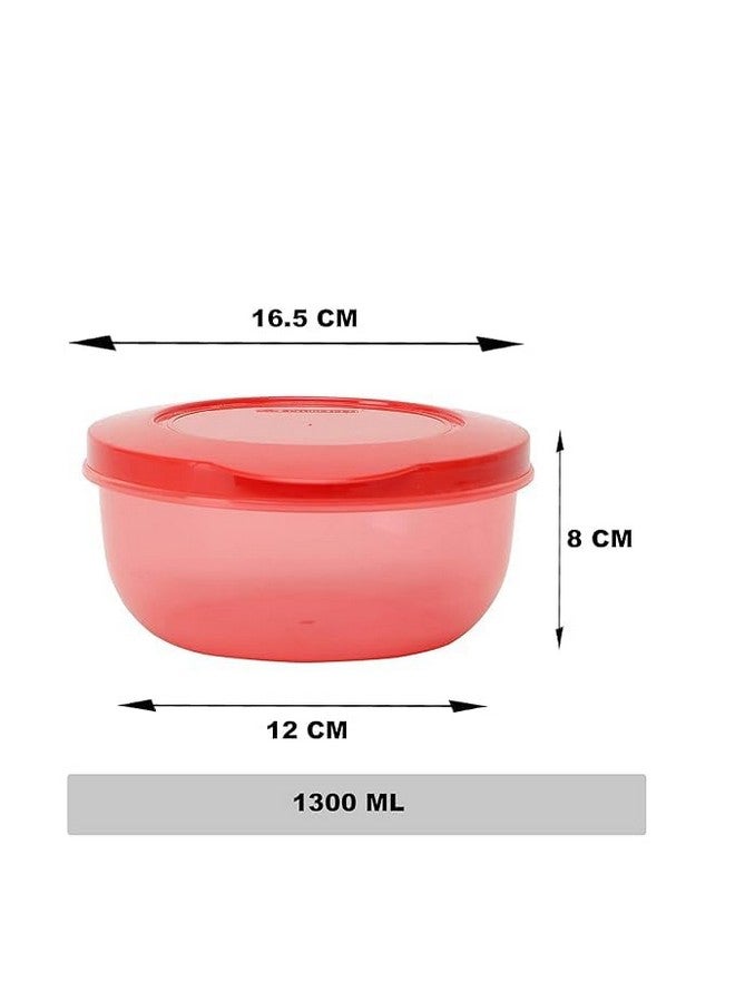 SIMPARTE Eco Storage Plastic Container Set of 6 (2700ML + 1950ML + 1300ML + 900ML + 600ML + 400ML) BPA-Free, Leak-Proof Food Organizer for Kitchen, Pantry & Refrigerator, Red - Image 3