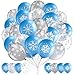 MiniInflat 50 Pcs Winter Snowflakes Balloons Clear 12 Inch Transparent Snowflakes Latex Balloons for Birthday Wedding Winter Wonderland Shower New Year Party Decorations Blue Gray ClearSnowflake - Image 2