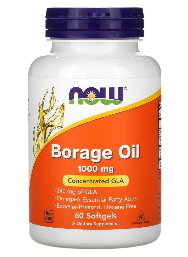 now Borage Oil Concentration GLA 1000 mg 60 Softgels