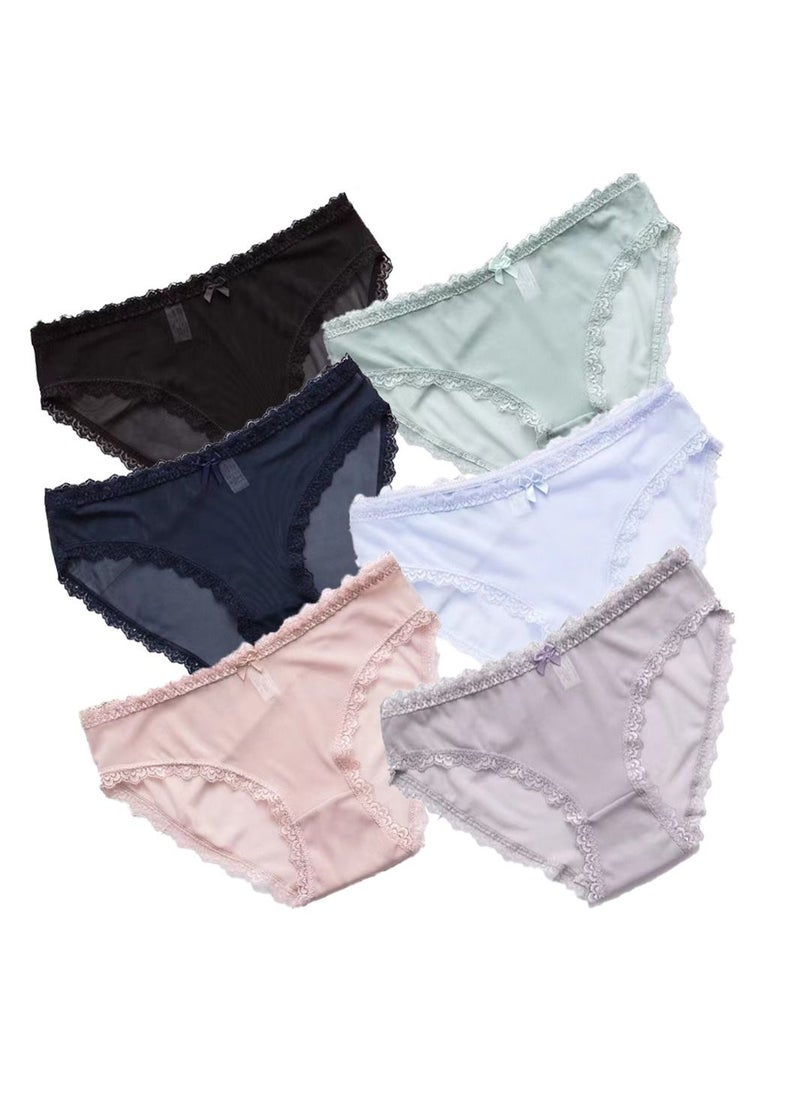 Zeemey - Zeemey 6 Pack Women Lace Underwear Charming Breathable Hipster Panties Stretch Bikini Briefs Lingerie - Image 1