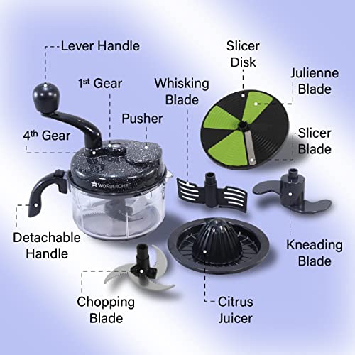 Wonderchef Turbo Dual Speed Food Processor, Multi-Purpose, High Speed, Chop Vegetables, Julienne, Whisk, Slice, Mince, Knead Atta, Blend Juices - Image 4
