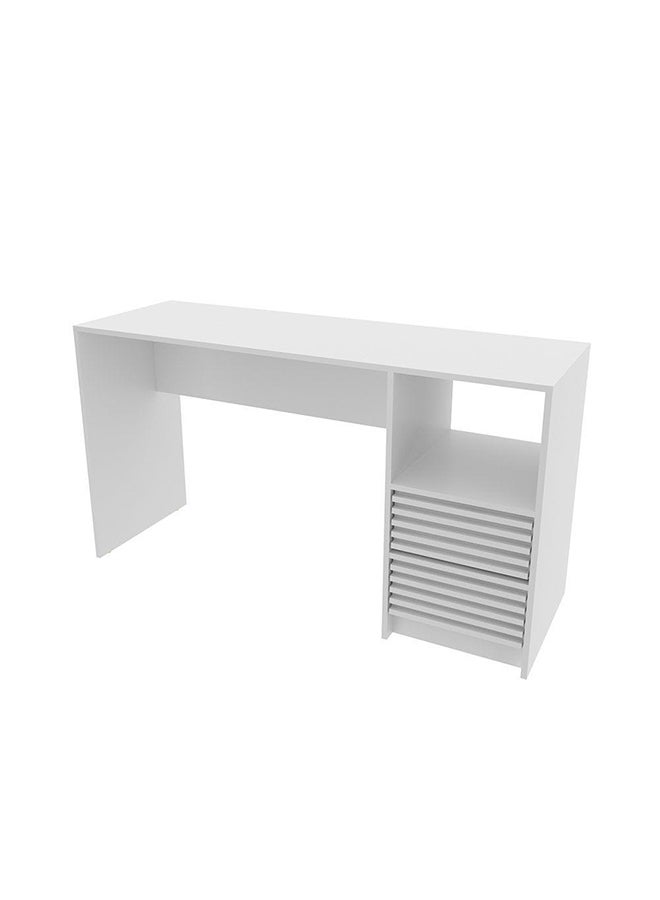 DANUBE HOME مكتب دراسة من Easton مع طاولة كمبيوتر ذات درجين ومحطة عمل حديثة للكمبيوتر المحمول وطاولة ألعاب خشبية للدراسة والمكتب المنزلي مقاس L 135.8x45x74.5 سم أبيض  - Image 3