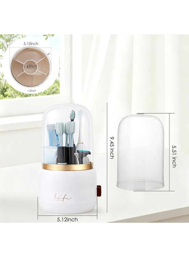 Forest Angle Toothbrush Holder for Bathrooms, Rotating 7-Slot with Cover and Water Draining, Kids Electric Toothbrush Holder and Toothpaste Stand Storage Counter Organizer - Image 2
