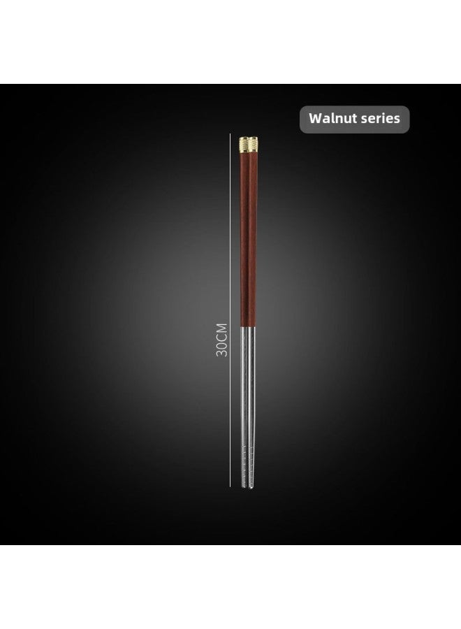 Chicken Wing Wood Solid Wood Chopsticks Household Copper Head Round Top Fu Restaurant Chopsticks Long Chopsticks Fish Noodles Chopsticks Hot Pot Chopsticks Wholesale-Specifications: Red Sandalwood 30cm  - Image 1