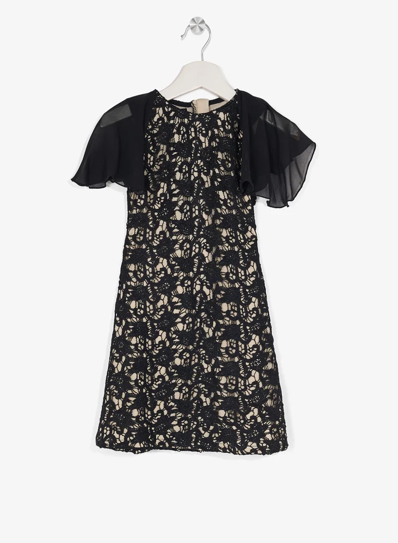 ليتل جولدن ابل فستان قصير مزين بالدانتيل